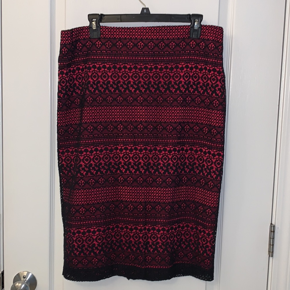 Black Lace Skirt with Fuchsia Lining